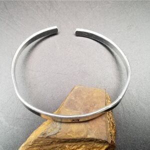 Silver cuff bracelet joy inspirational B824